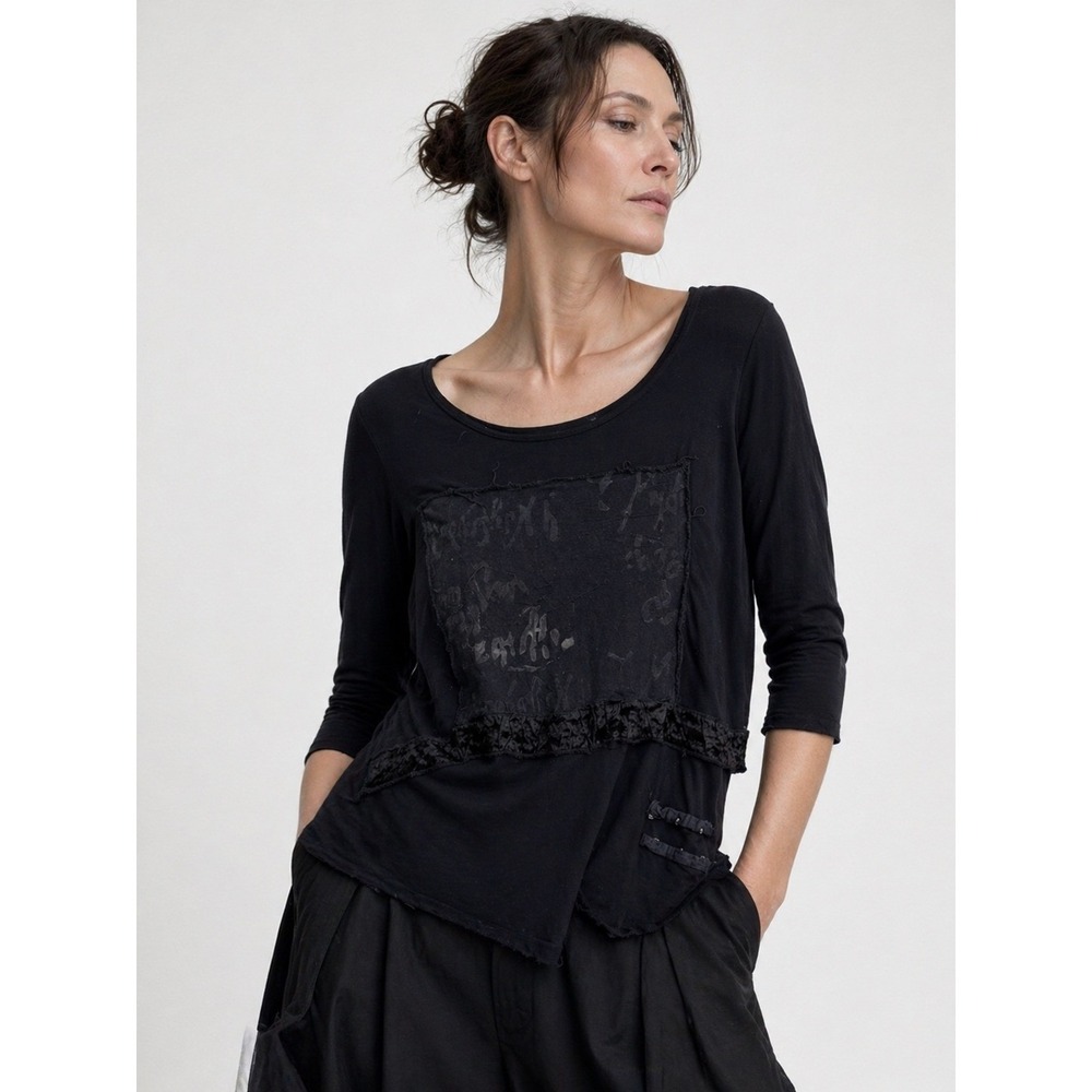 Lee Andersen Women Small Black Art To Wear Avant Garde Boho Lagenlook Top